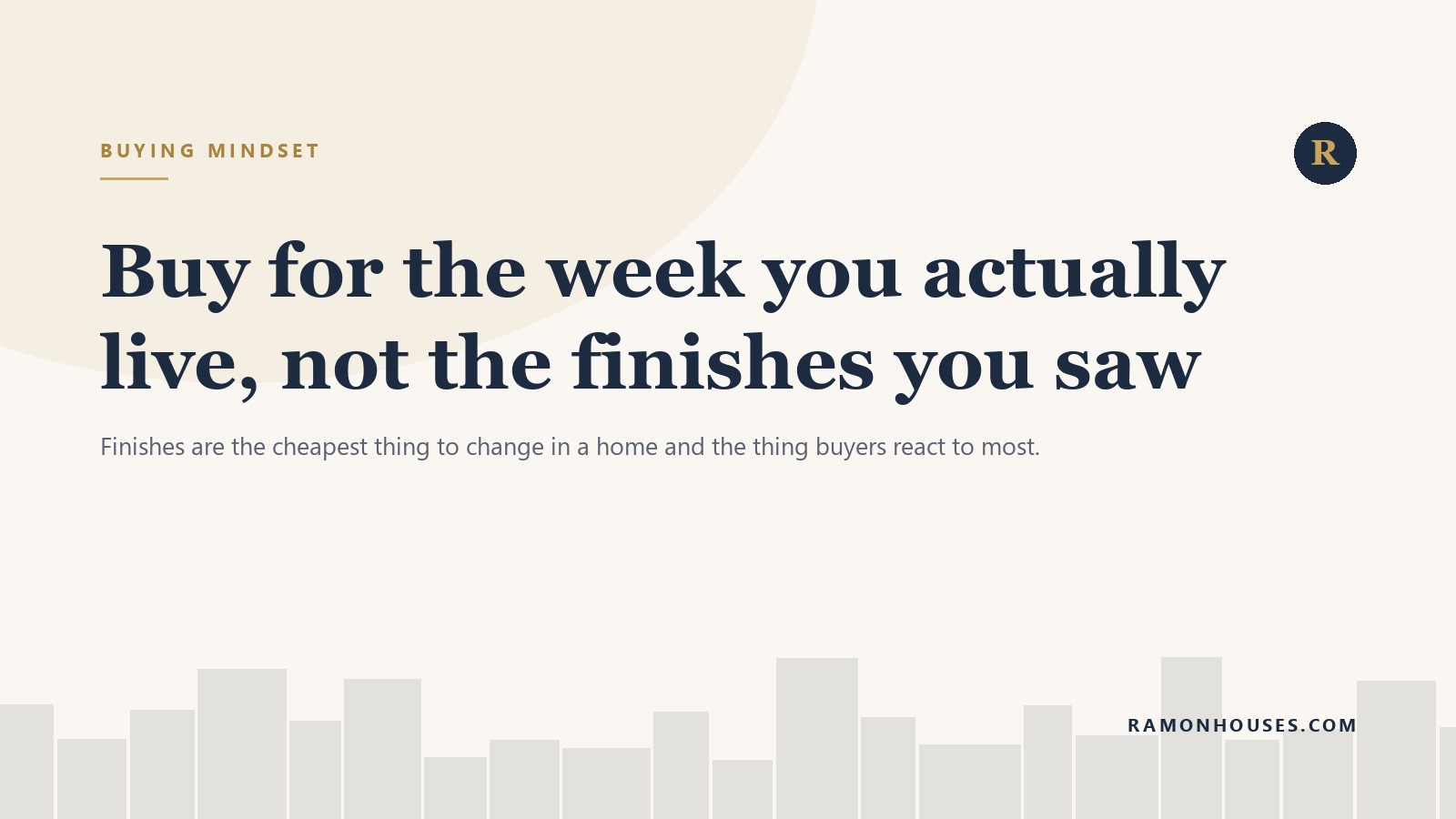 Buy for the week you actually live, not the finishes you saw